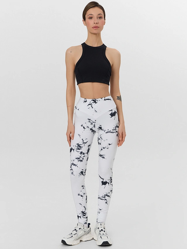 Легинсы женские белые с эффектом тай-дай - 4