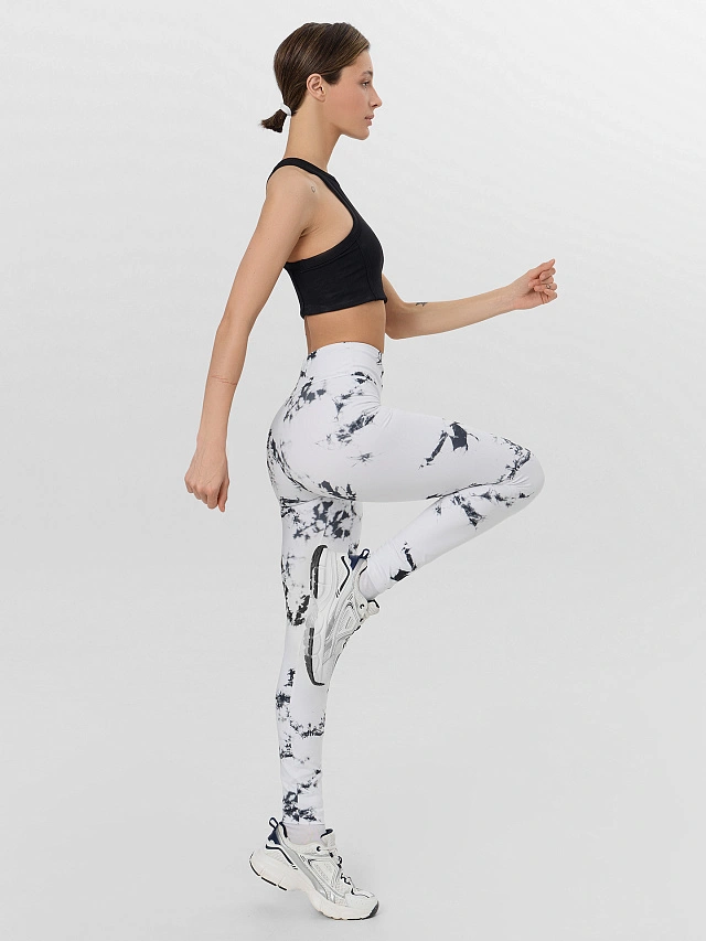 Легинсы женские белые с эффектом тай-дай - 9