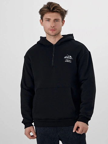 Худи теплое мужское черное