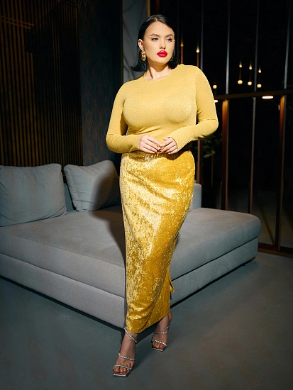 картинка Юбка женская желтая с пайетками от магазина стильной одежды Mark Formelle