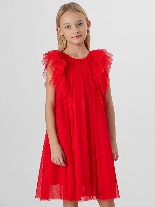 Нарядное платье для девочек красное - 4