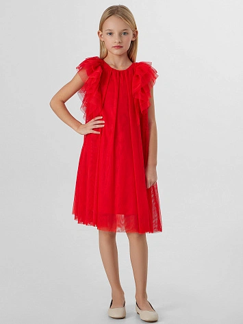 Нарядное платье для девочек красное