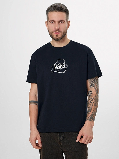 картинка Футболка мужская черная с надписью "Хата" от магазина мужской одежды Mark Formelle