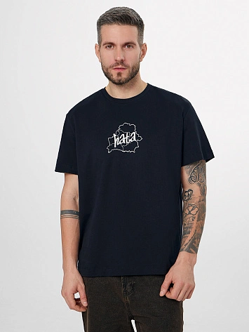 Футболка мужская черная с надписью "хата"