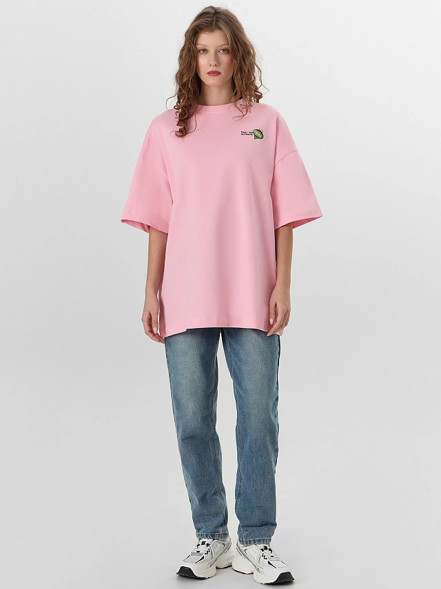 Футболка женская розовая с новогодним принтом - 5