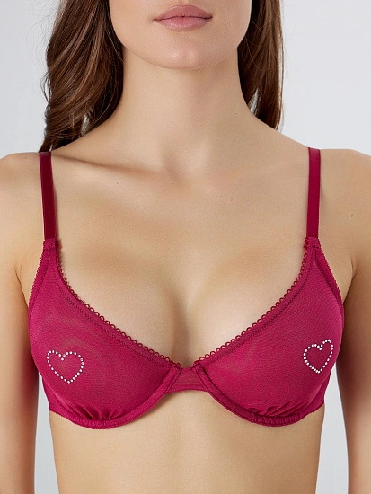 картинка Бюстгальтер женский с мягкими чашками бордовый от магазина стильной одежды Mark Formelle