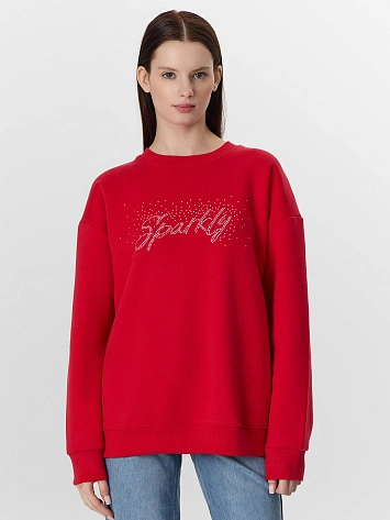 Теплый свитшот женский красный с начесом