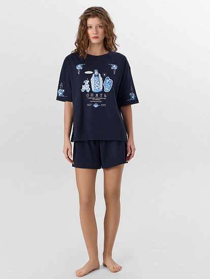 картинка Комплект домашний женский синий от магазина стильной одежды Mark Formelle