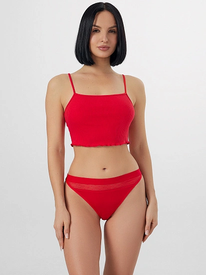 картинка Трусы женские слипы красные с декором в виде сетки от магазина стильной одежды Mark Formelle