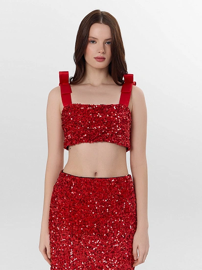 картинка Топ женский красный с пайетками от магазина стильной одежды Mark Formelle