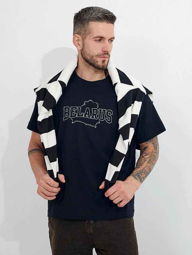 Футболка мужская черная с надписью "Belarus" - 5