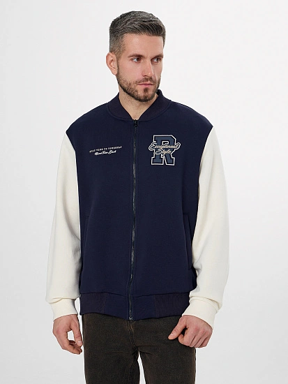 картинка Теплая толстовка мужская синяя на молнии от магазина мужской одежды Mark Formelle