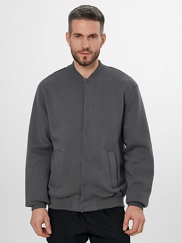 Теплая толстовка мужская серая на кнопках