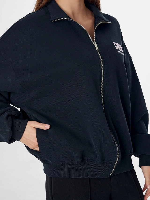 Толстовка женская черная на молнии - 6