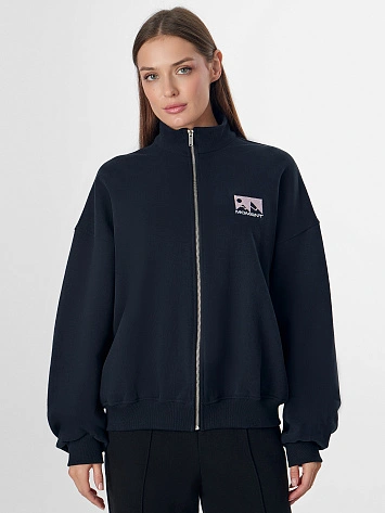 Толстовка женская черная на молнии