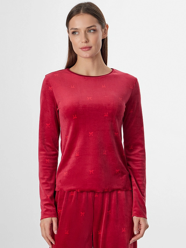 Комплект домашний женский велюровый красный - 3