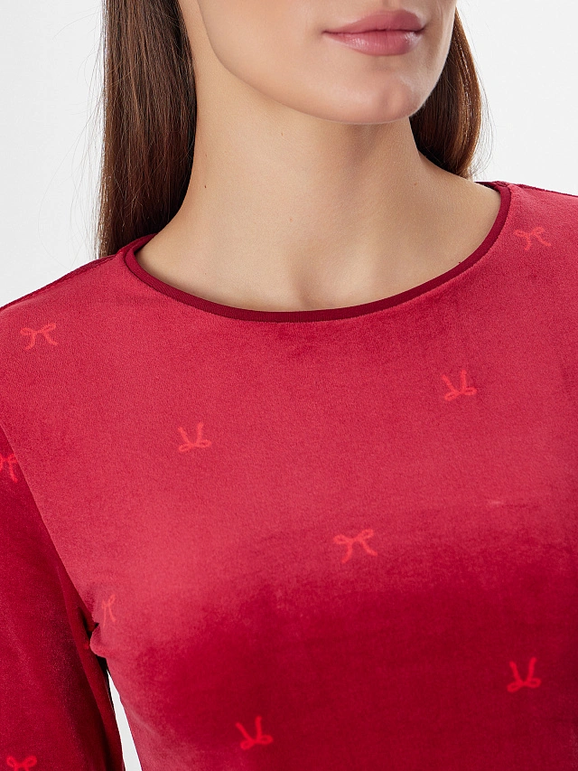 Комплект домашний женский велюровый красный - 4