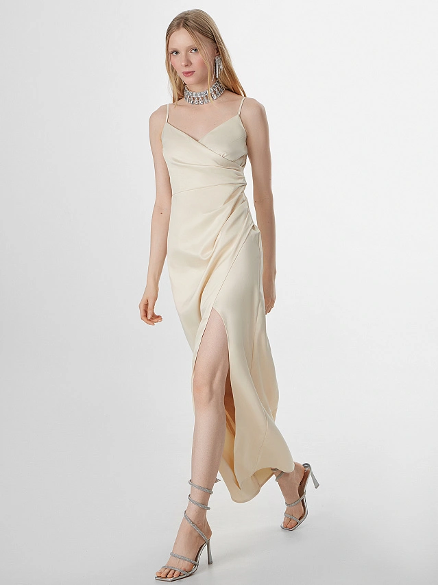 Платье макси женское бежевое - 6