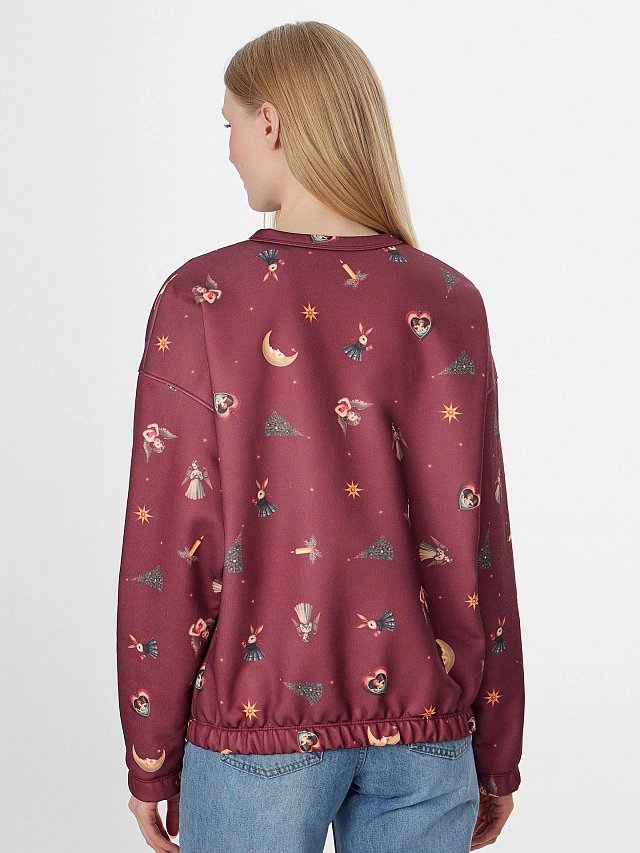 Теплый свитшот женский Mark Formelle x Ольга Бузова бордовый - 3