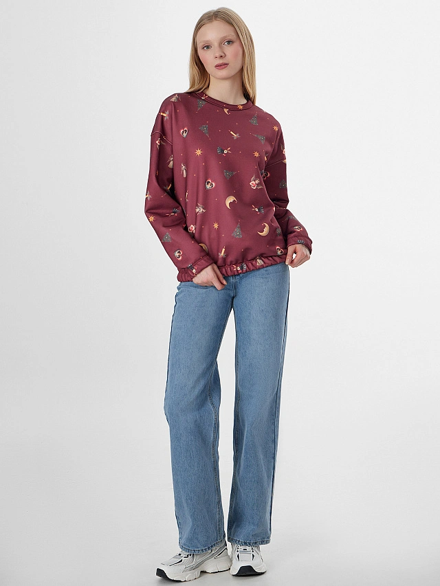 Теплый свитшот женский Mark Formelle x Ольга Бузова бордовый - 4