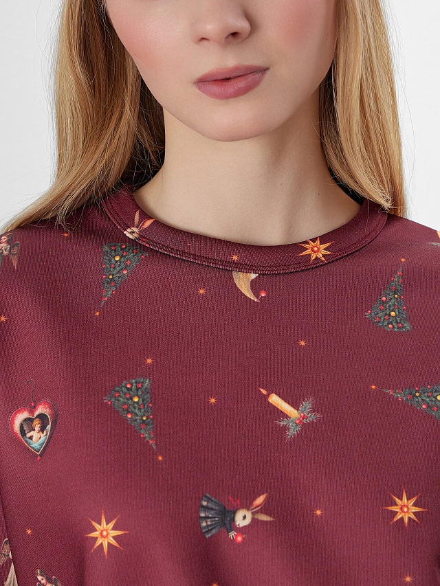 Теплый свитшот женский Mark Formelle x Ольга Бузова бордовый - 5