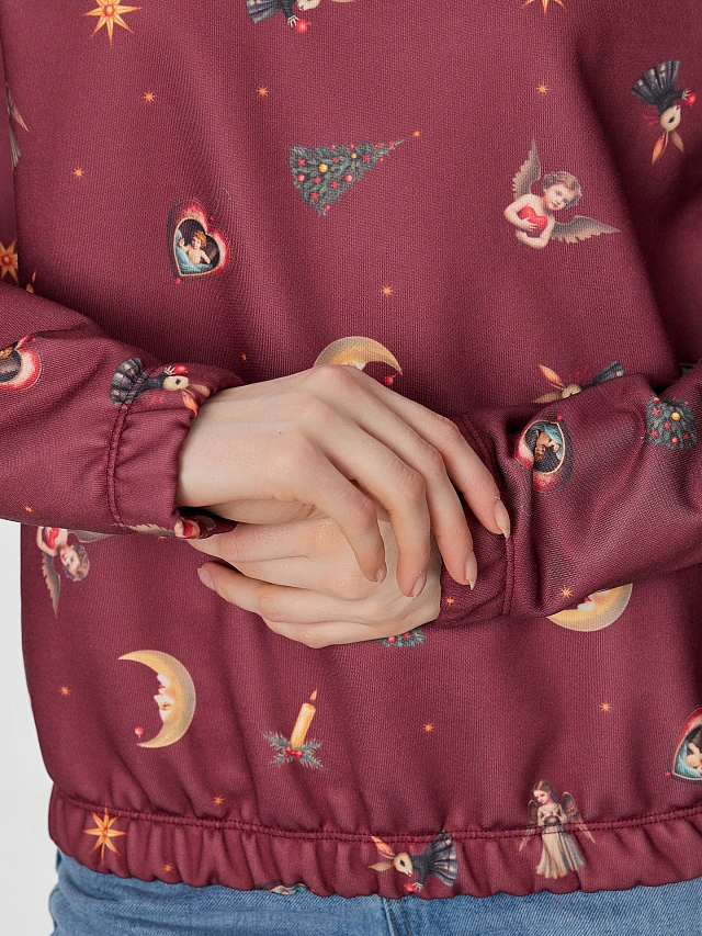 Теплый свитшот женский Mark Formelle x Ольга Бузова бордовый - 6