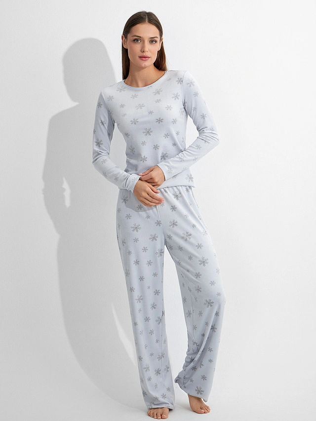 Комплект домашний женский велюровый серый - 7