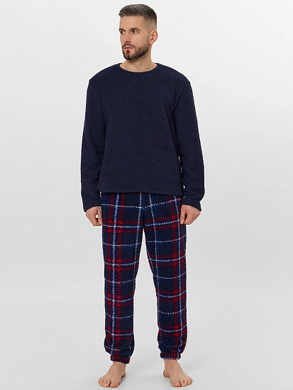 картинка Комплект домашний мужской синий с меховым ворсом от магазина мужской одежды Mark Formelle