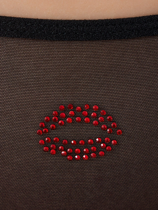 Трусы бразилиана женские черные из сетки - 7