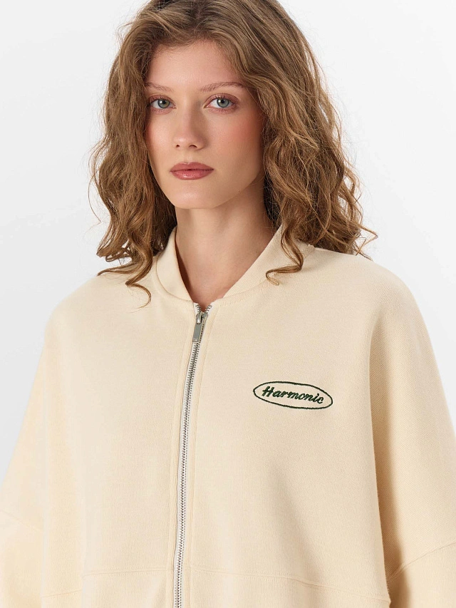 Толстовка женская бежевая на молнии - 4