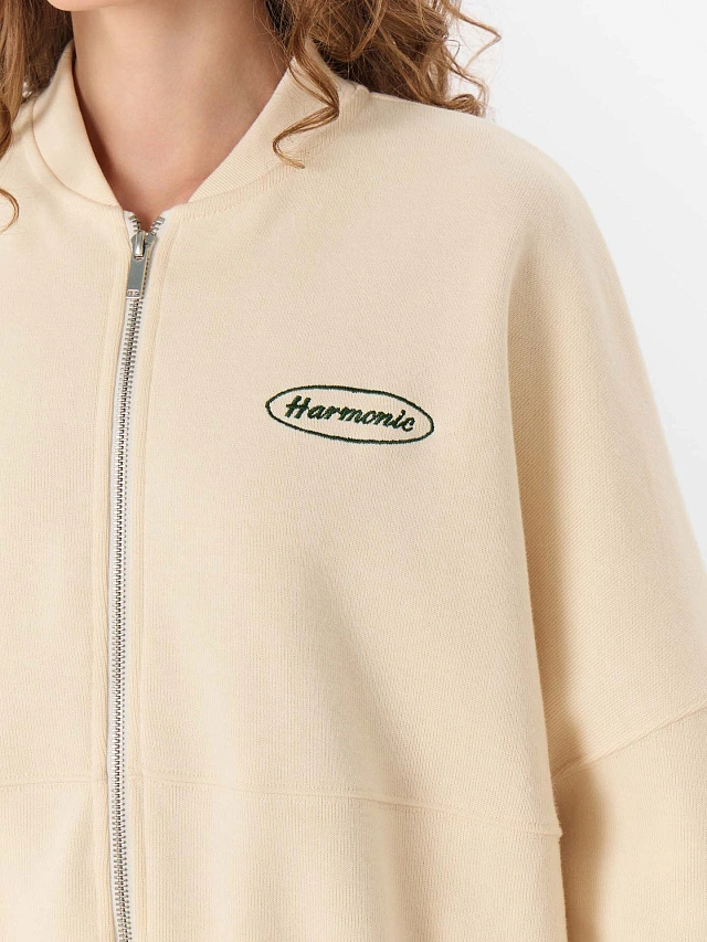 Толстовка женская бежевая на молнии - 5