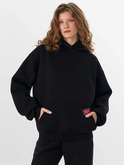 картинка Теплое худи женское черное с начесом от магазина стильной одежды Mark Formelle