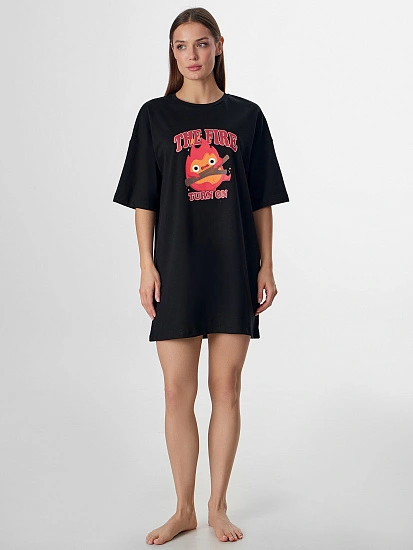 картинка Туника домашняя женская черная с надписью от магазина стильной одежды Mark Formelle