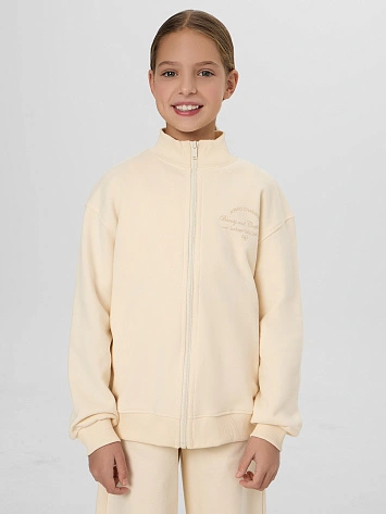 Толстовка для девочек бежевая на молнии