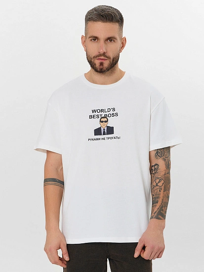 картинка Футболка мужская белая с принтом от магазина мужской одежды Mark Formelle