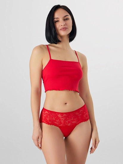 картинка Трусы шорты женские красные кружевные от магазина стильной одежды Mark Formelle