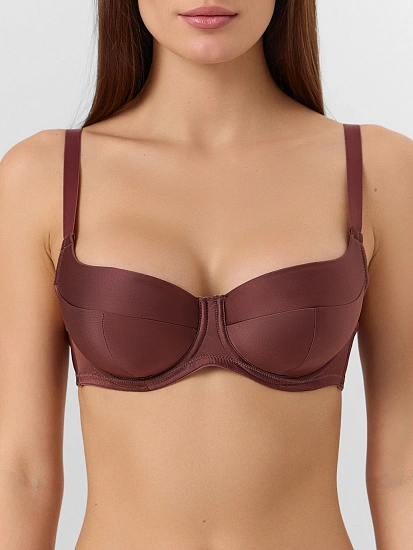 картинка Бюстгальтер макси женский коричневый с сатиновым блеском от магазина стильной одежды Mark Formelle