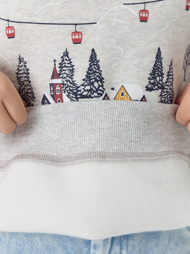 Теплый свитшот для девочек серый с начесом - 6