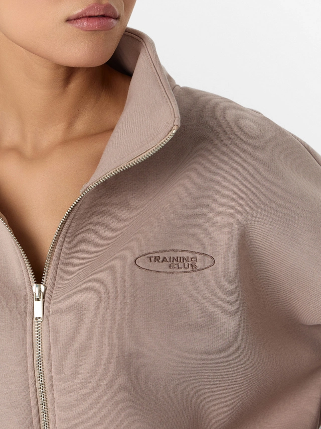 Теплая толстовка женская бежевая на молнии с начесом - 7