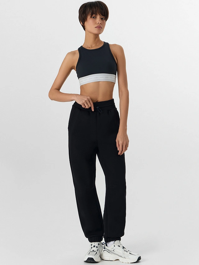 Брюки спортивные женские черные с начесом - 3