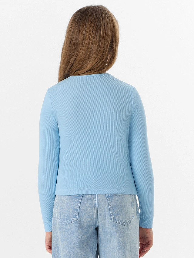 Джемпер для девочек голубой с декоративными бантиками - 2