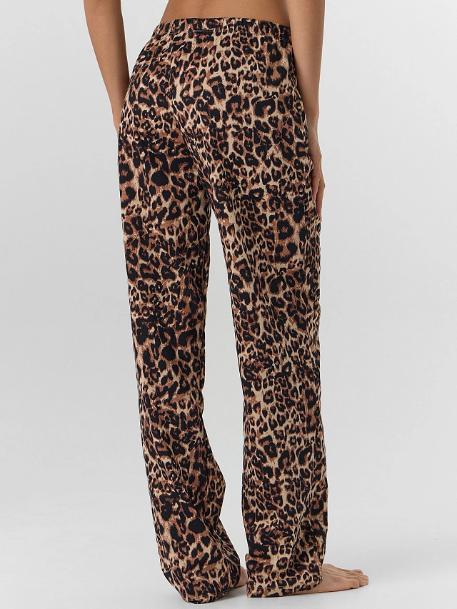 Брюки домашние женские с леопардовым принтом - 2