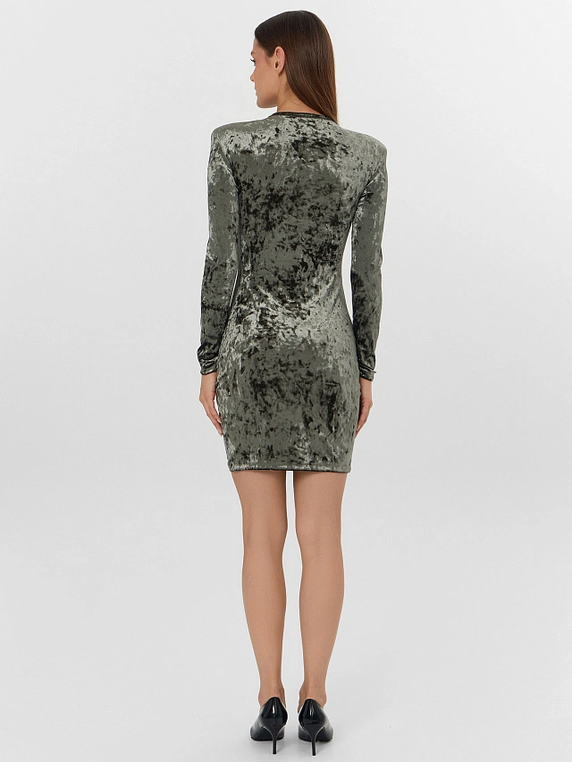 Платье женское велюровое зеленое - 2