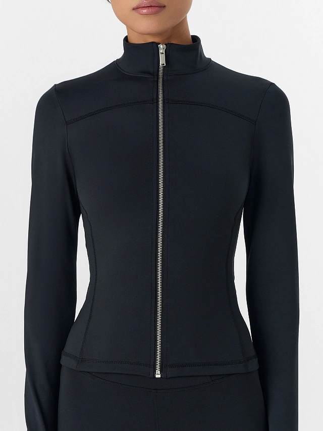 Рашгард спортивный женский на молнии черный - 3