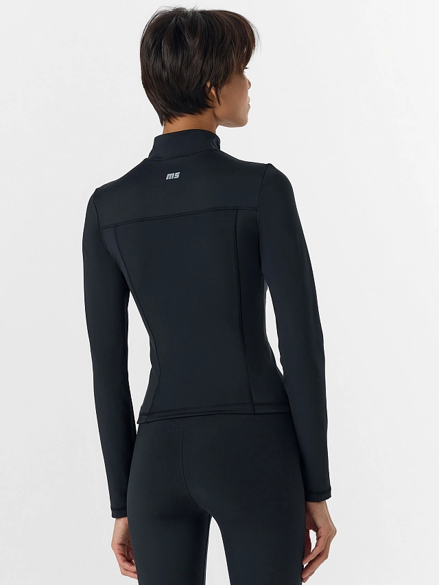 Рашгард спортивный женский на молнии черный - 5