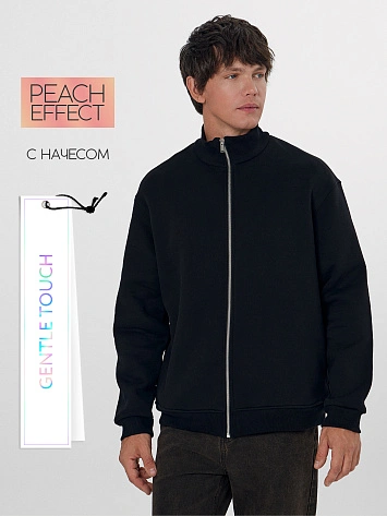 Теплая толстовка мужская черная с начесом