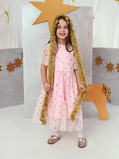 картинка Платье нарядное для девочек розовое от известного бренда одежды для девочек Mark Formelle