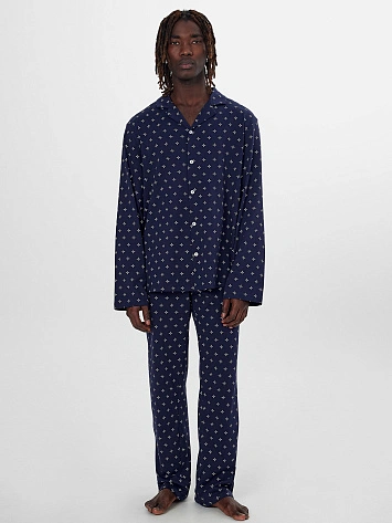 Комплект домашний мужской синий с узором