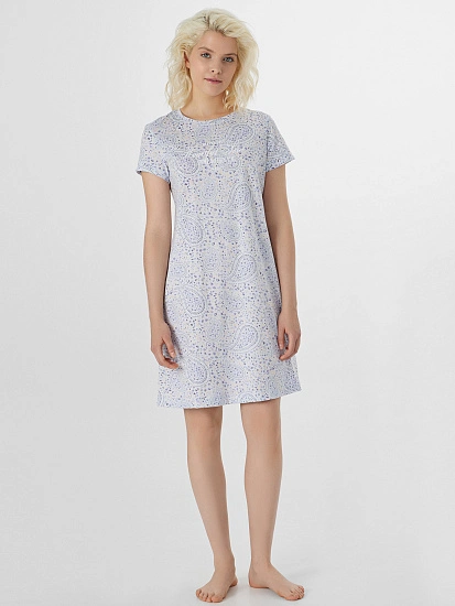 картинка Сорочка ночная женская голубая с узором от магазина стильной одежды Mark Formelle