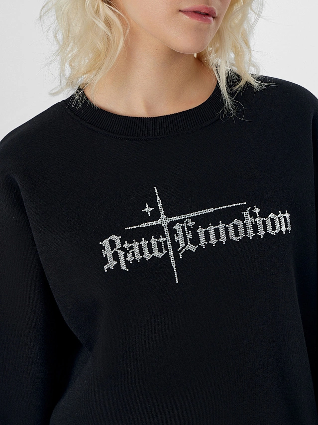 Теплый свитшот женский черный с начесом - 4